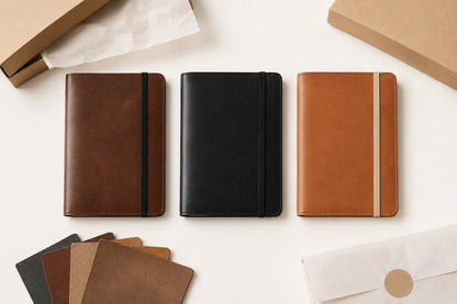 Capa de Journal de Couro com Fecho de Elástico — OEM Personalizado