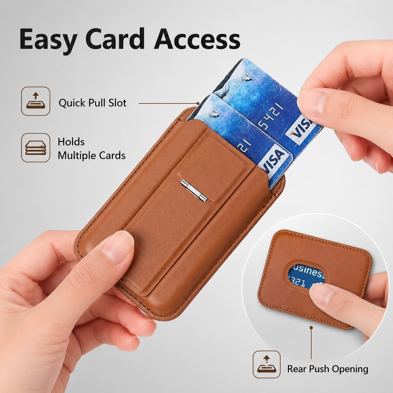 Wholesale PU Leather Magsafe Card Holder with Magnetic Phone Stand Custom Logo Manufacturer