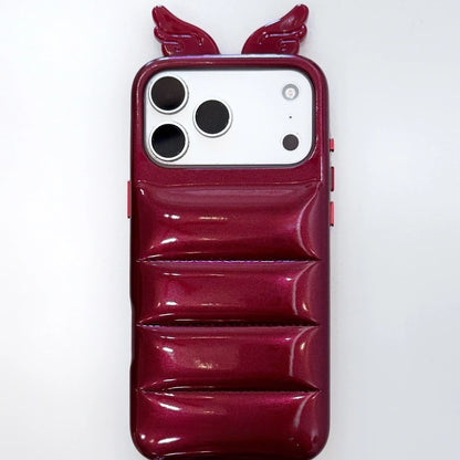 Burgundy Wings puffer-style phone-case reference with original product markings retained.