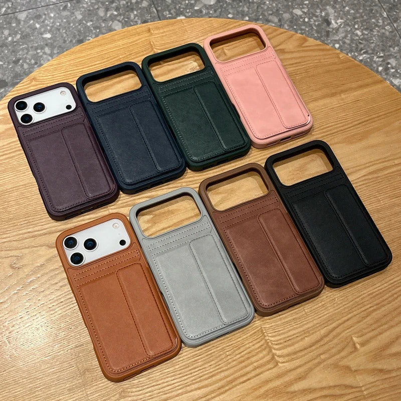 Eight color references for the same folding-card-holder phone-case design.