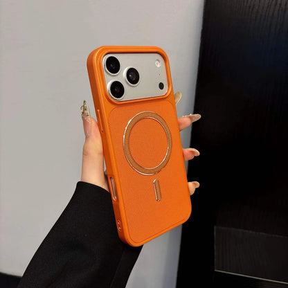 Orange textured TPU case held on a display phone; phone not included.