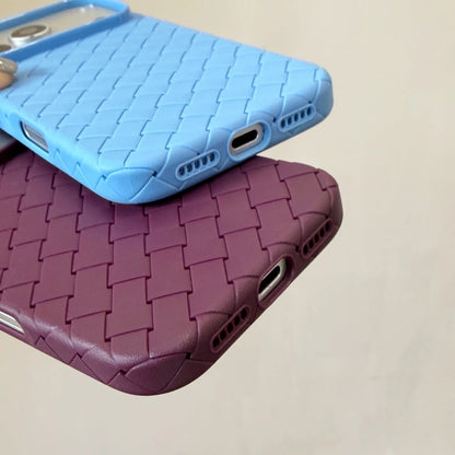 Bottom connector opening and speaker holes of blue and purple TPU cases.