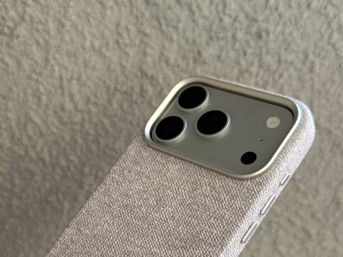Camera surround and closely textured surface detail of the PU case.