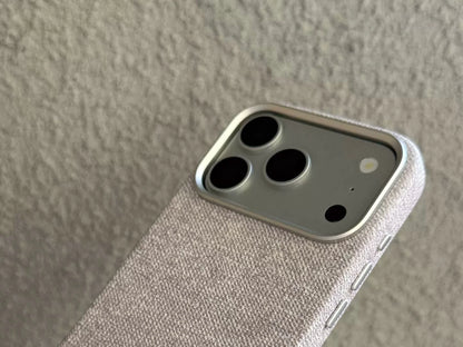 Camera surround and closely textured surface detail of the PU case.