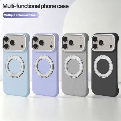 Four color references of the open-side phone-case design with closed ring stands.