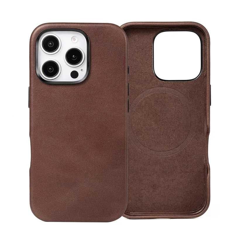 Genuine Leather Slim Phone Case for iPhone 16 Series image 1