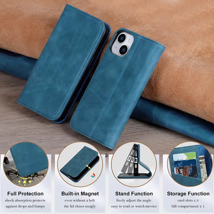 Genuine Leather Wallet Phone Case for iPhone 15 Series image 5