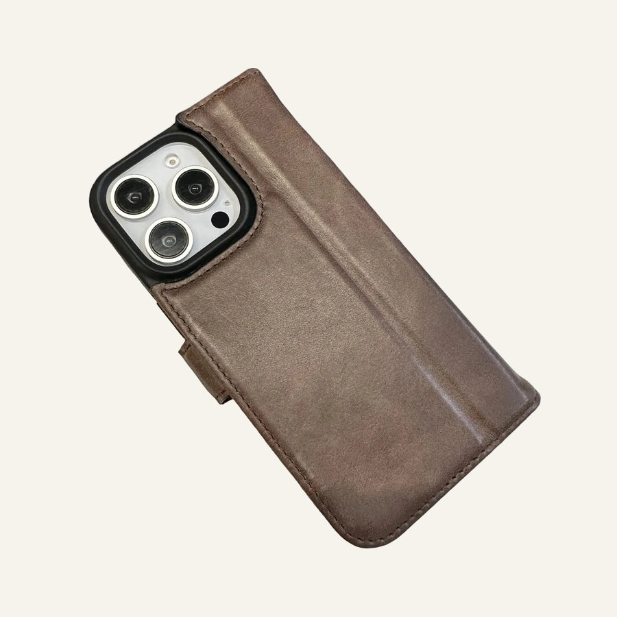 Genuine Leather Shockproof Phone Case for iPhone 16 Series Style 02 - image 1