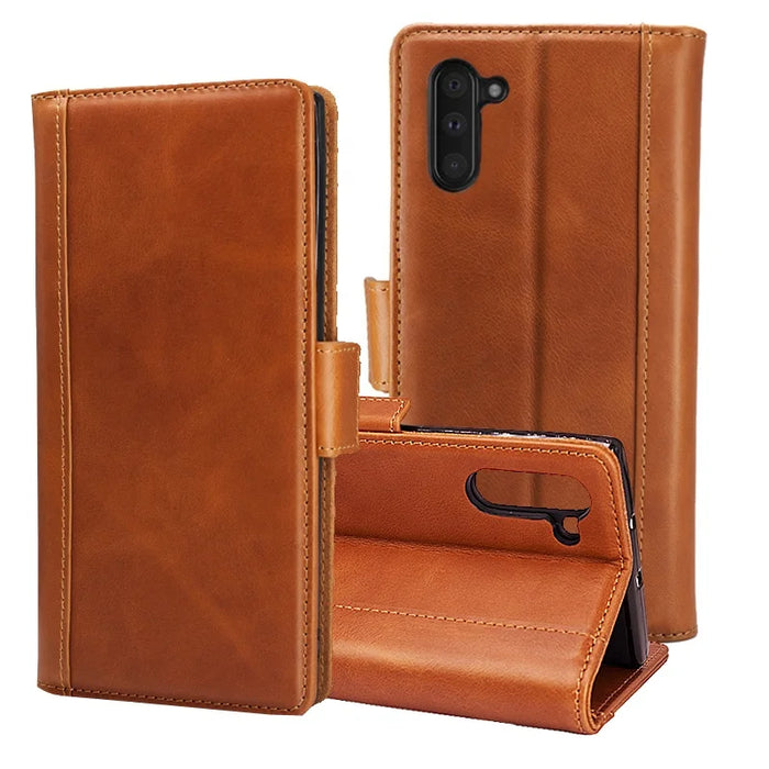 Oiled Wax Leather RFID Anti-EMF Wallet Phone Case for Custom Phone Models - image 1