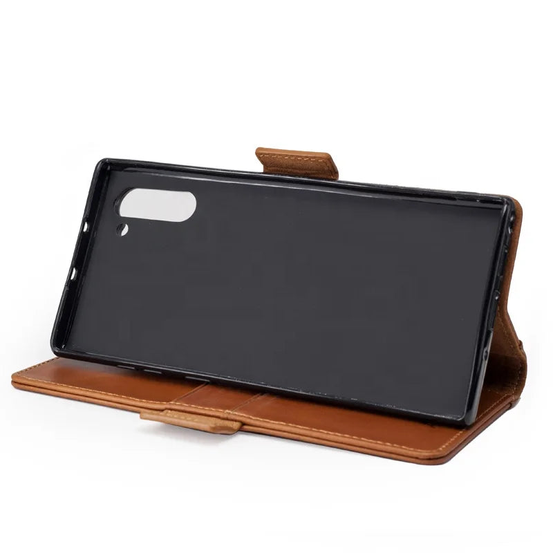 Top-Grain Leather Wallet Phone Case for Customizable Device Models image 5