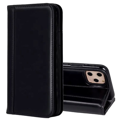 Genuine Leather Folio Wallet Phone Case for Customizable Device Models image 2