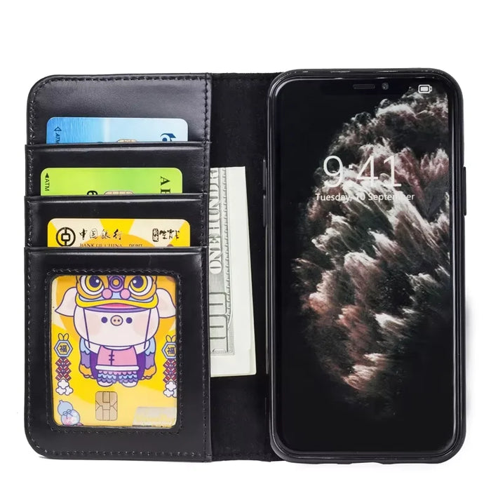 Genuine Leather RFID Anti-EMF Folio Wallet Phone Case for Custom Phone Models - image 1