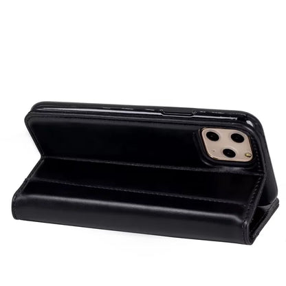 Genuine Leather Folio Wallet Phone Case for Customizable Device Models image 5