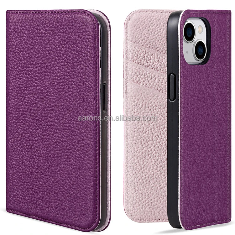 Genuine Leather Wallet Phone Case for iPhone 15 Series image 2
