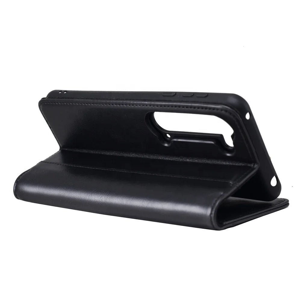 Black Genuine Leather Folio Wallet Phone Case for Sharp Aquos Series - image 6