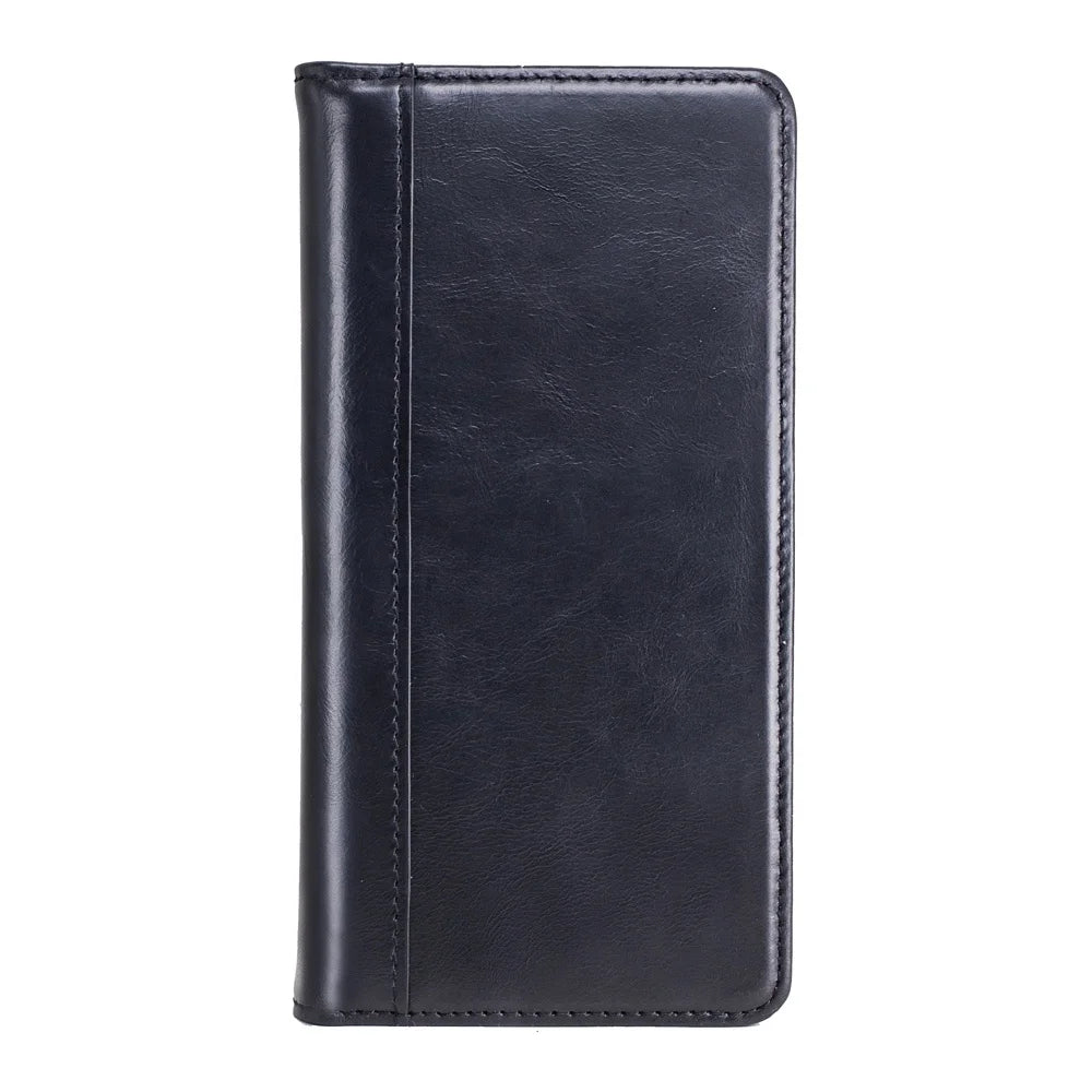 Black Genuine Leather Folio Wallet Phone Case for Sharp Aquos Series - image 2