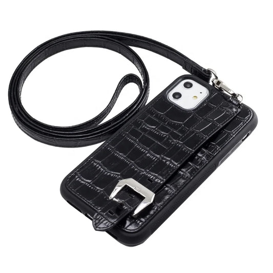 Crocodile Leather Crossbody Card Slots Wallet Phone Case for Custom Phone Models Style 02 - image 2