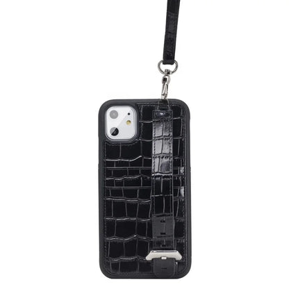 Crocodile Leather Crossbody Card Slots Wallet Phone Case for Custom Phone Models Style 02 - image 1