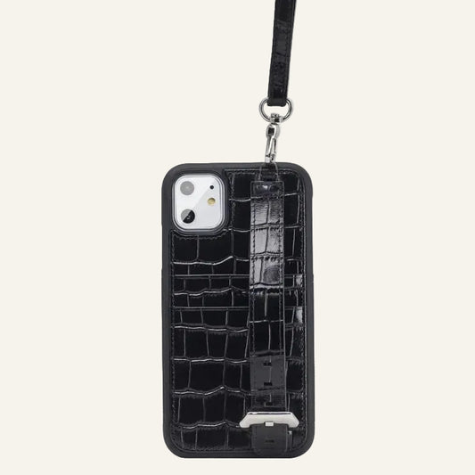 Crocodile Leather Crossbody Card Slots Wallet Phone Case for Custom Phone Models Style 02 - image 1