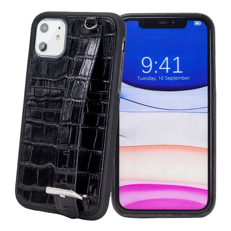 Crocodile Leather Crossbody Card Slots Wallet Phone Case for Custom Phone Models Style 02 - image 5