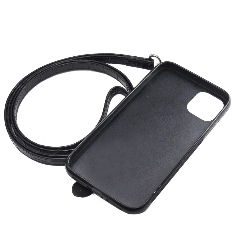 Crocodile Leather Crossbody Card Slots Wallet Phone Case for Custom Phone Models Style 02 - image 3