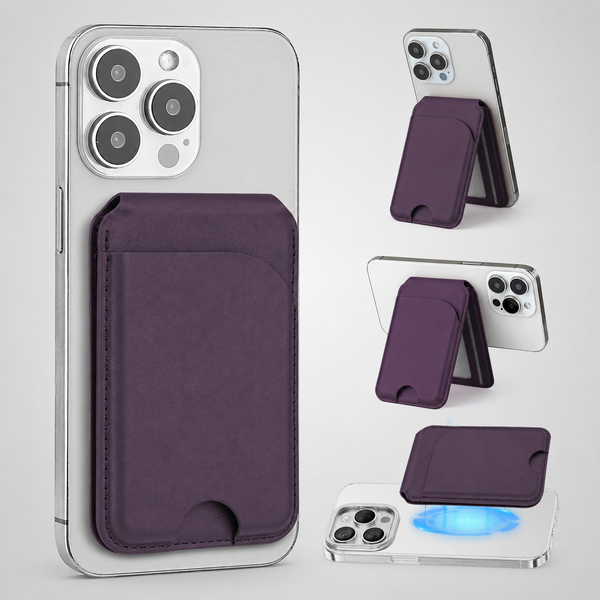 PU Leather MagSafe Bifold Magnetic Card Holder Wallet with Phone Stand (Wholesale/OEM Manufacturer)
