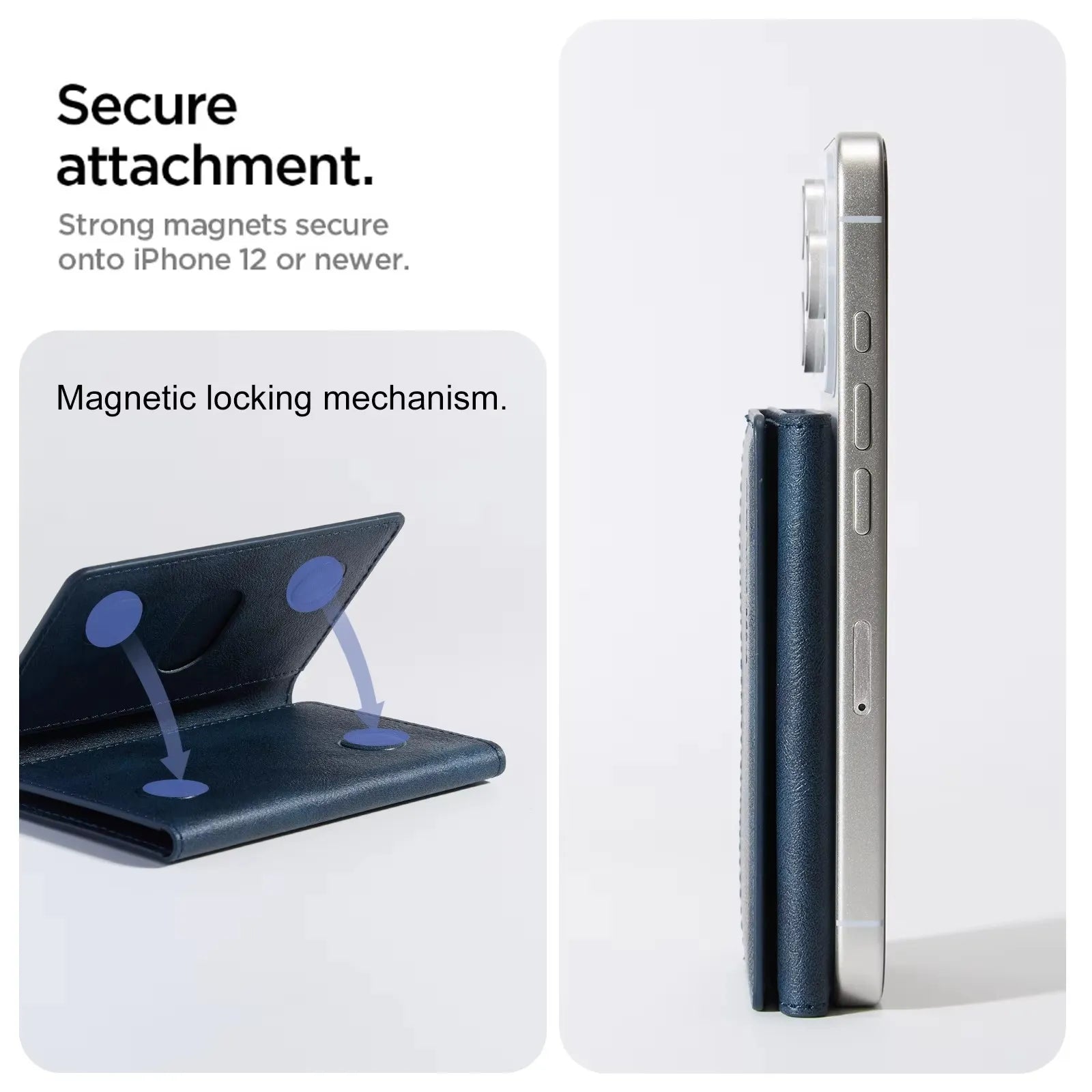 Genuine Leather MagSafe Three-Fold Magnetic Card Holder Wallet (Wholesale/OEM Manufacturer)