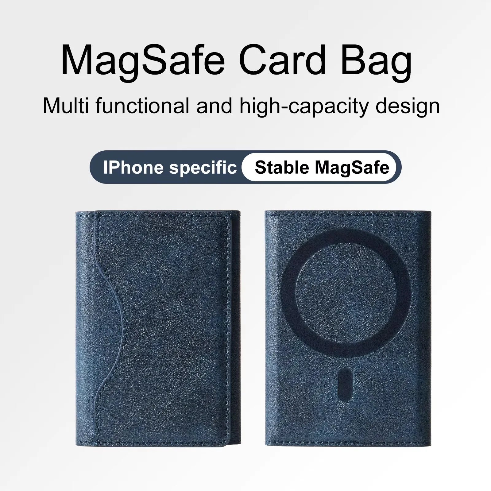 Genuine Leather MagSafe Three-Fold Magnetic Card Holder Wallet (Wholesale/OEM Manufacturer)