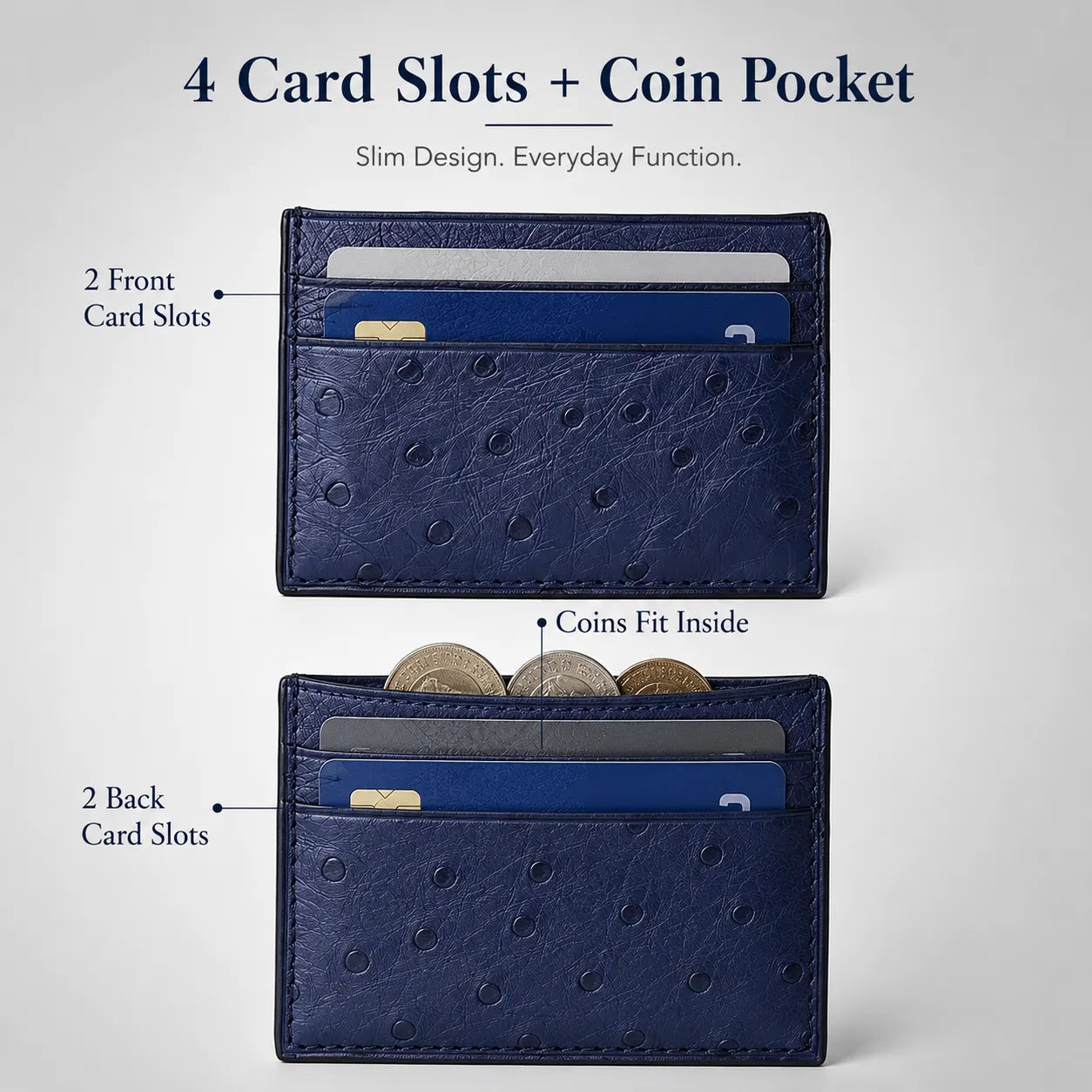 Genuine Leather Ostrich Pattern Card Holder (Wholesale/OEM Manufacturer)
