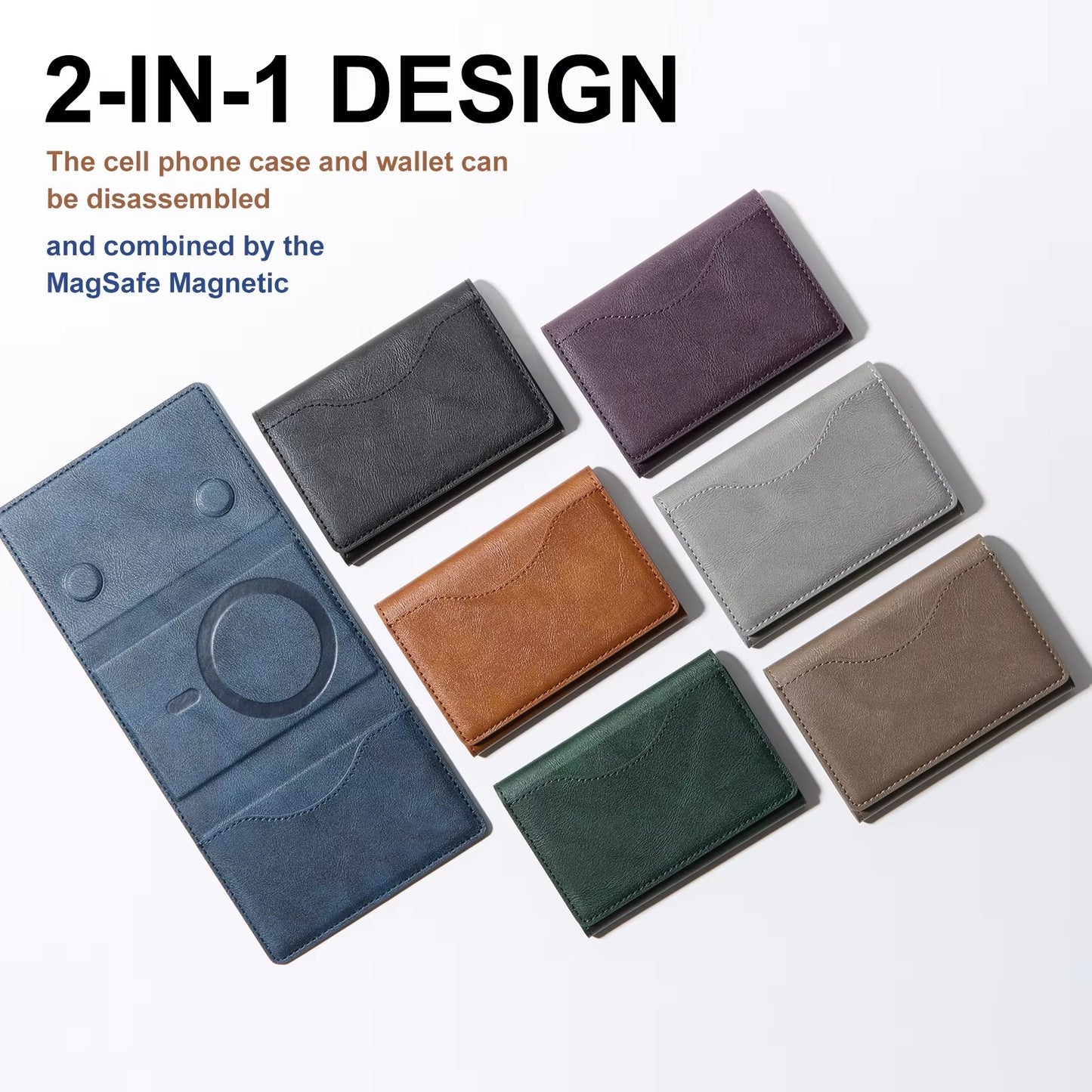 Wholesale PU Leather Magsafe Three-Fold Magnetic Card Holder Wallet OEM Manufacturer
