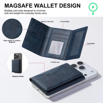 Wholesale PU Leather Magsafe Three-Fold Magnetic Card Holder Wallet OEM Manufacturer