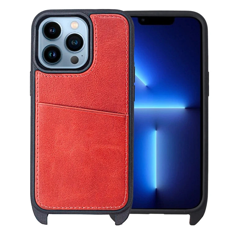 Genuine Leather Crossbody Wallet Phone Case for iPhone 14 Series image 1