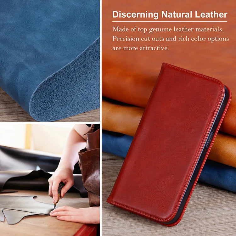 Genuine Leather Wallet Phone Case for iPhone 15 Series image 5