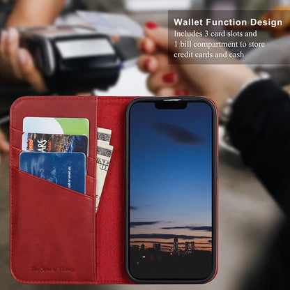 Genuine Leather Wallet Phone Case for iPhone 15 Series image 2