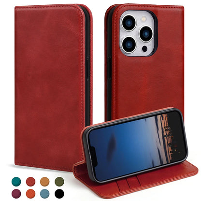 Genuine Leather Wallet Phone Case for iPhone 15 Series image 6