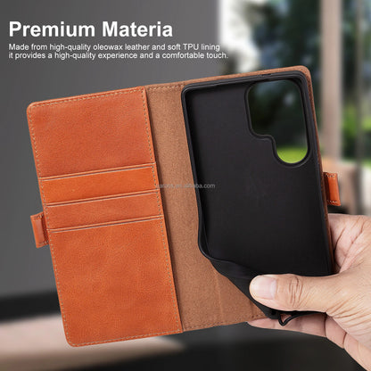 Full-Grain Leather Shockproof Wallet Phone Case for Samsung Galaxy Models - image 2