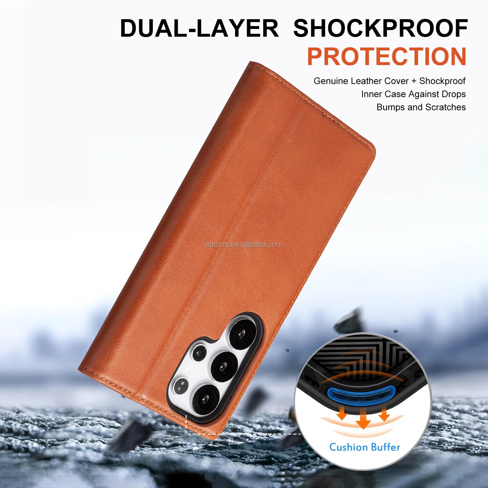 Full-Grain Leather Shockproof Wallet Phone Case for Samsung Galaxy Models - image 6