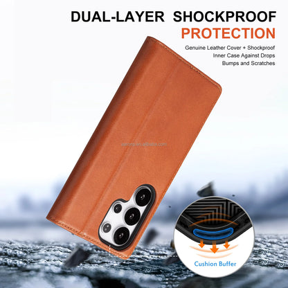 Full-Grain Leather Shockproof Wallet Phone Case for Samsung Galaxy Models - image 6