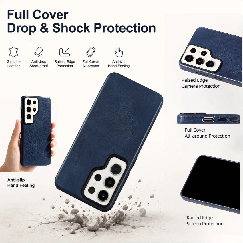 Genuine Leather Slim Full Wrap Phone Case for Samsung Galaxy S26 Series - image 3
