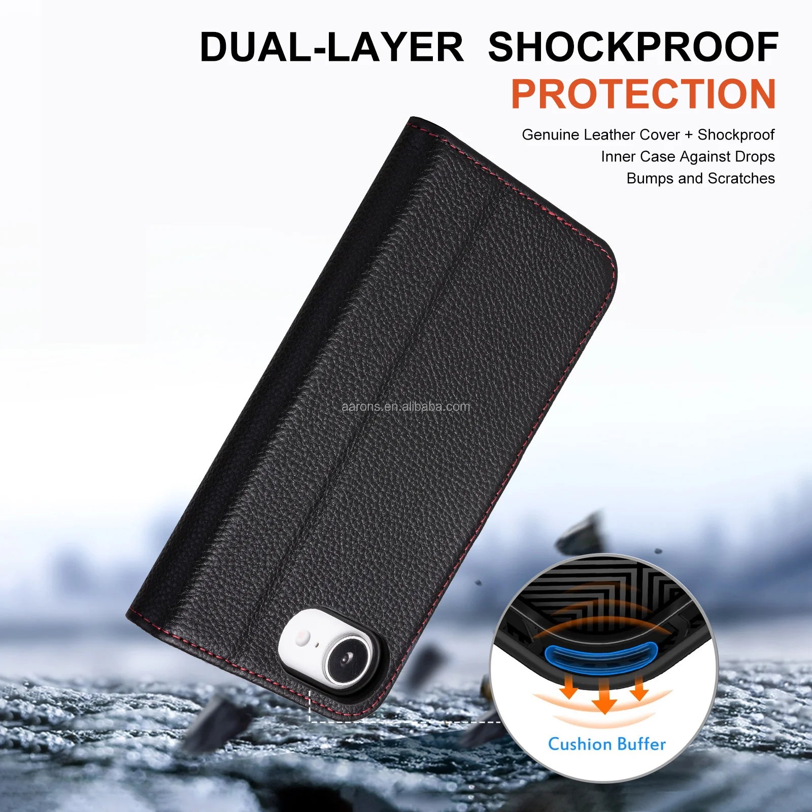 Genuine Leather Wallet Phone Case for iPhone 16 Series image 4