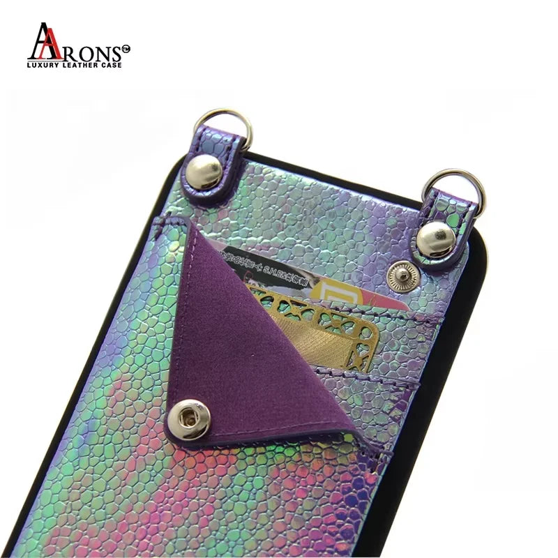 Genuine Leather Crossbody Wallet Phone Case for Customizable Device Models image 6