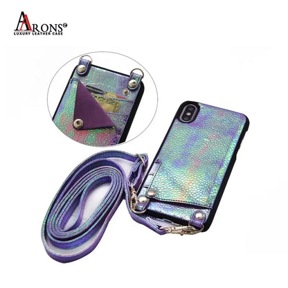 Genuine Leather Crossbody Wallet Phone Case for Customizable Device Models image 1