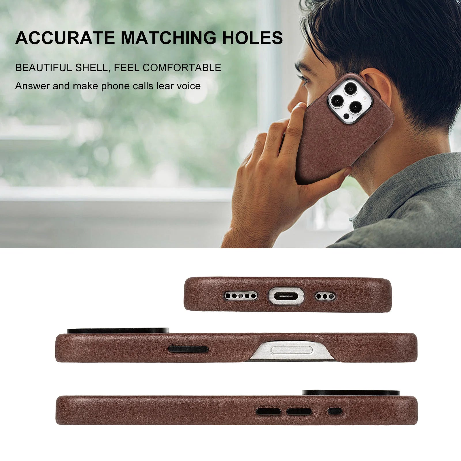 Genuine Leather Slim Phone Case for iPhone 16 Series image 6
