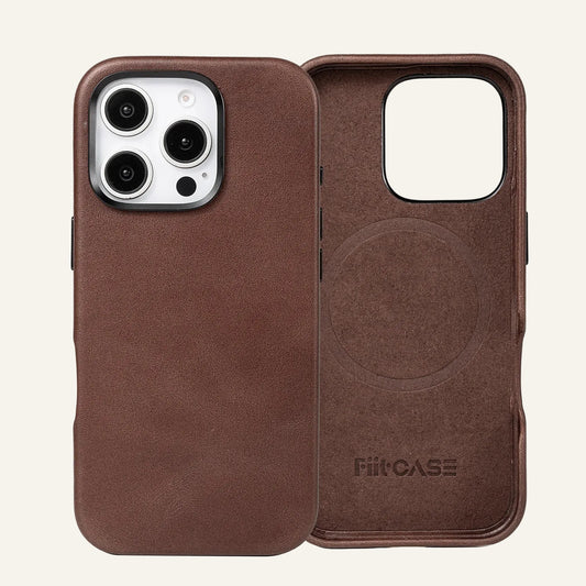 Genuine Leather Slim Shockproof Phone Case for iPhone 16 Series Style 03 - image 1