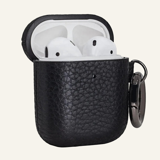Black Pebble Leather AirPods / Earphone Case for AirPods / Custom Earphone Models - image 1