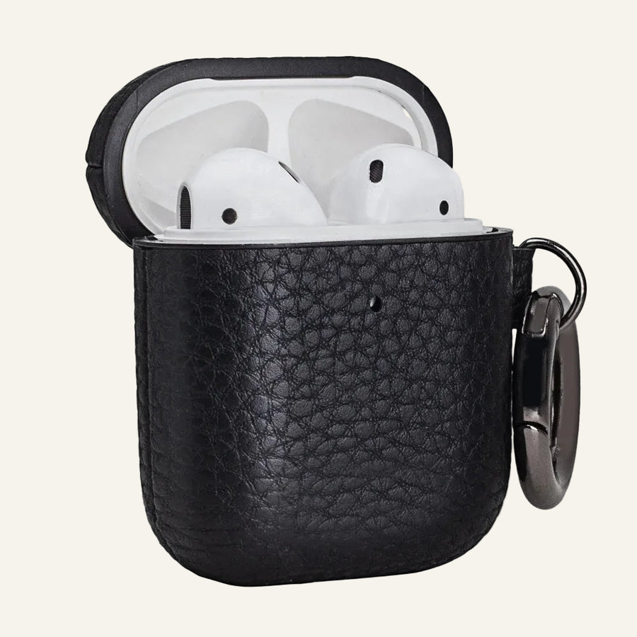 Black Pebble Leather AirPods / Earphone Case for AirPods / Custom Earphone Models - image 1