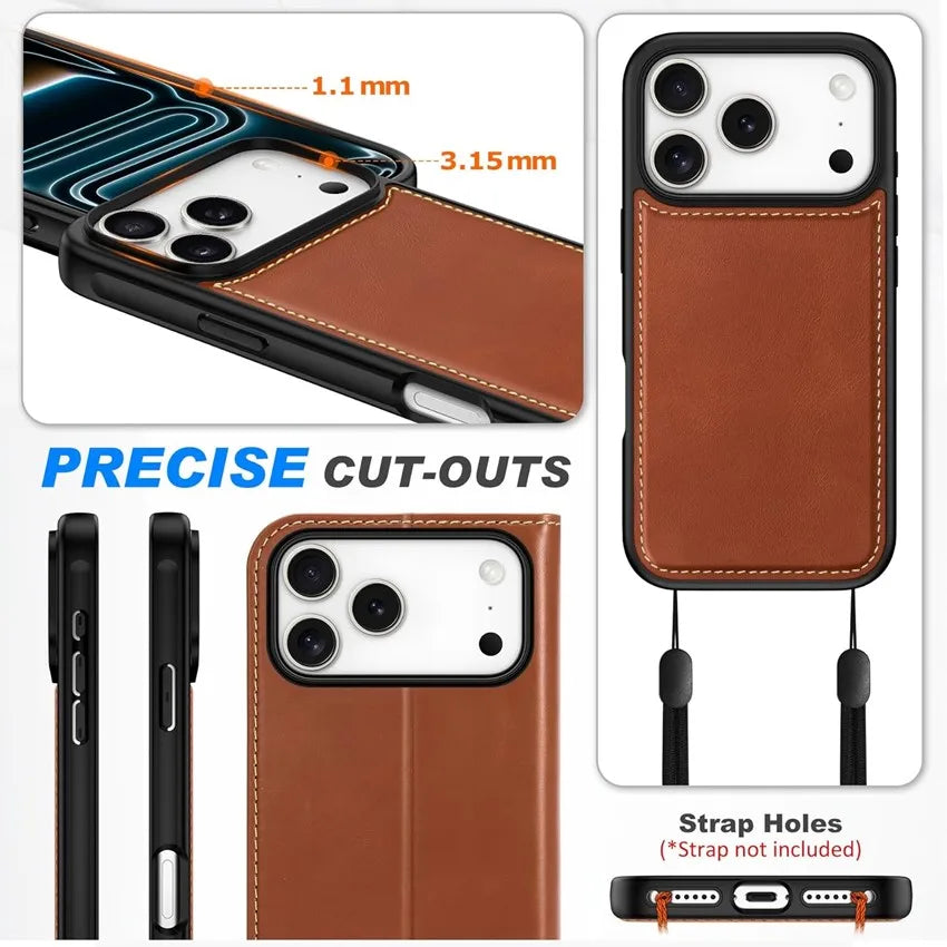 Genuine Leather RFID Anti-EMF Magnetic Wallet Phone Case for Custom Phone Models Style 01 - image 6