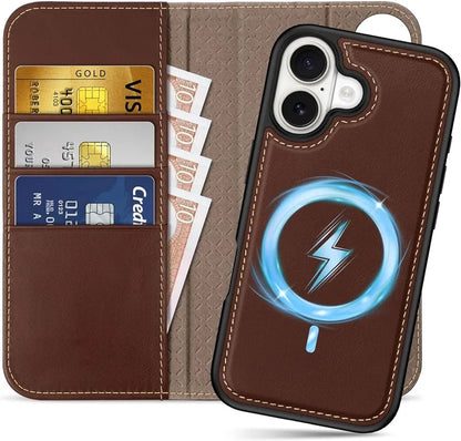 Genuine Leather RFID Anti-EMF Magnetic Wallet Phone Case for Custom Phone Models Style 01 - image 1