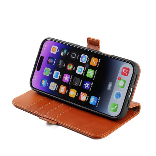 Aaronscase Genuine Leather iPhone 16 Pro Wallet Case (Wholesale/Manufacturer)