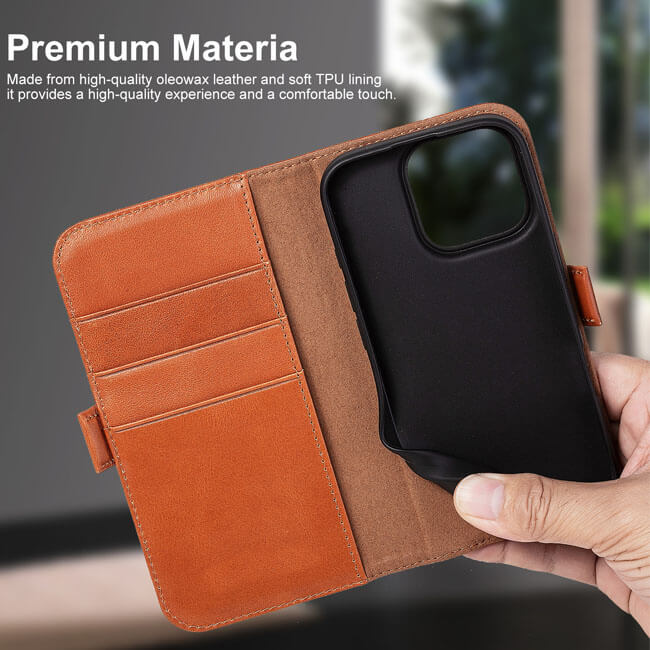 Aaronscase Genuine Leather Flip Cover for iPhone 16 Pro Max - Wholesale Manufacturer